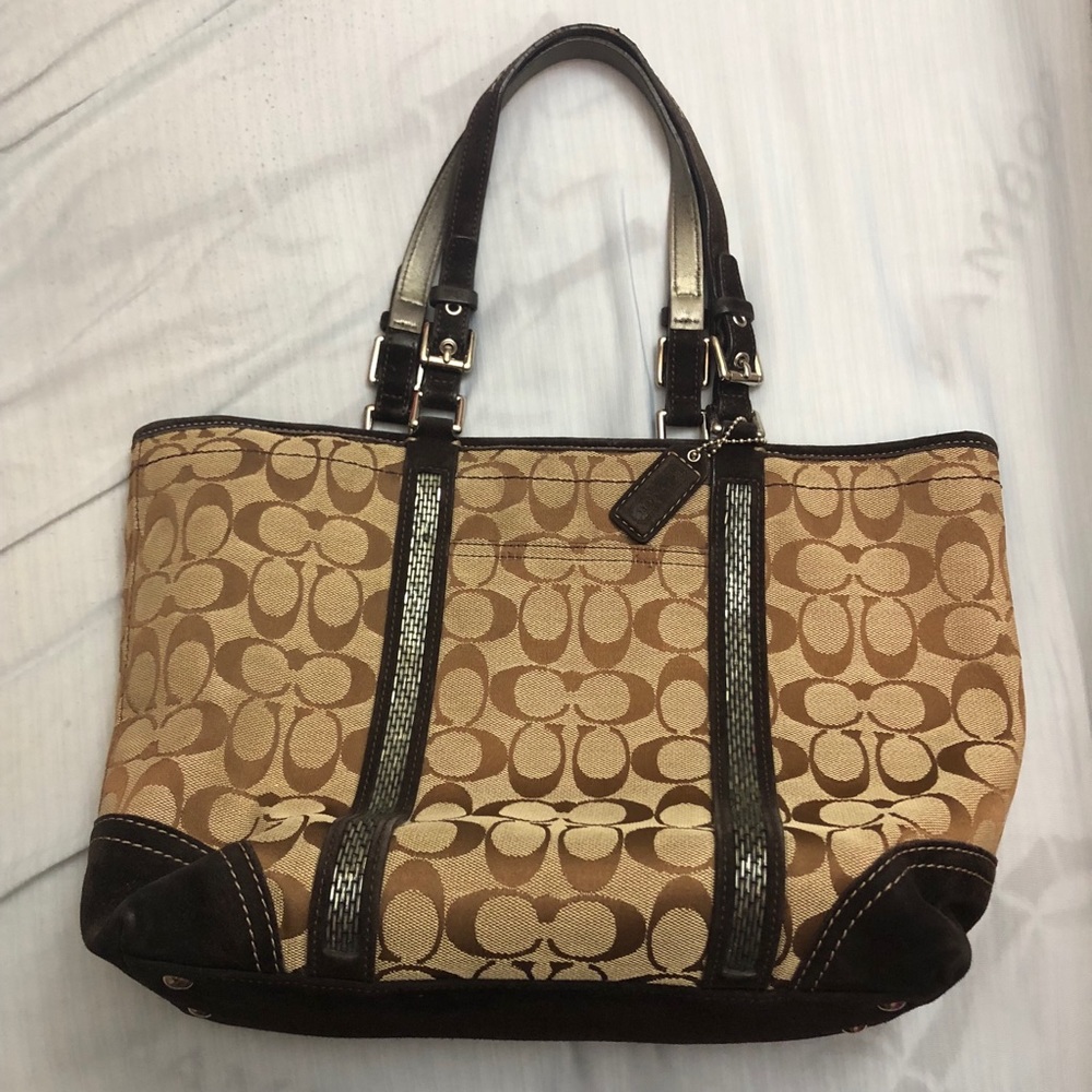 Coach brown medium tote bag